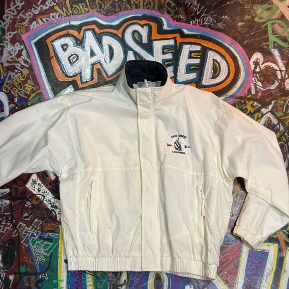Vintage 90s San Diego Nautical Embroidered Jacket by Fahrenheit - Ivory White